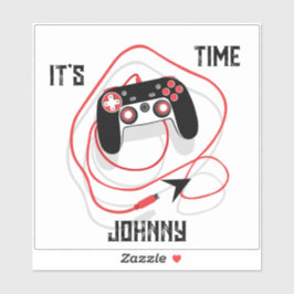 Go Play Video Game Gamer Joystick Red Black White. Aufkleber