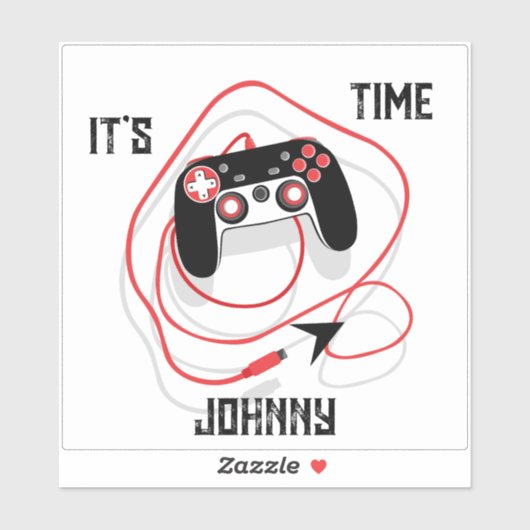 Go Play Video Game Gamer Joystick Red Black White. Aufkleber (Blatt)