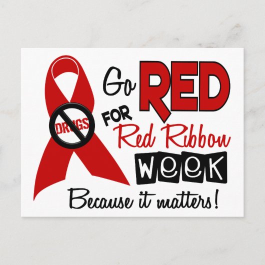 Go Red For Red Ribbon Week Postkarte (Vorderseite)