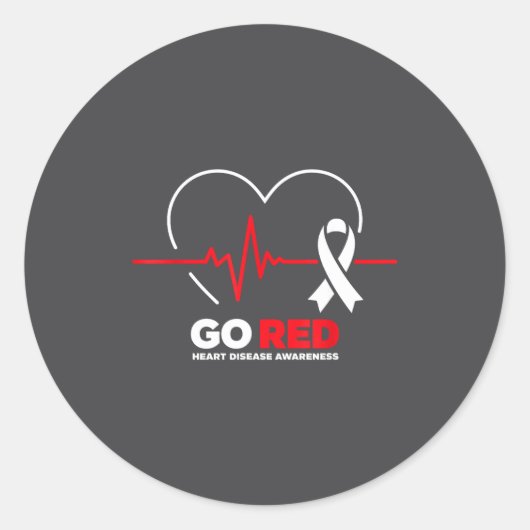 Go Red For Women American Chd Heart Disease Month  Runder Aufkleber (Vorderseite)