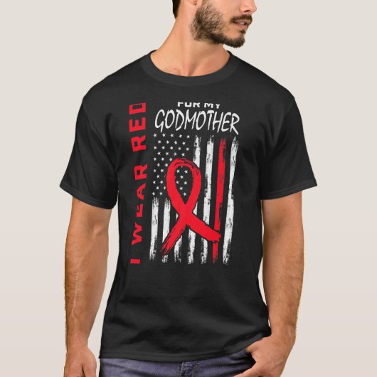 Go Red Godmutter Herzerkrankungen Bewusstsein Amer T-Shirt (Vorderseite)