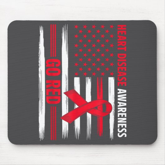 Go Red Heart Disease American Flag Heart Disease A Mousepad (Vorne)