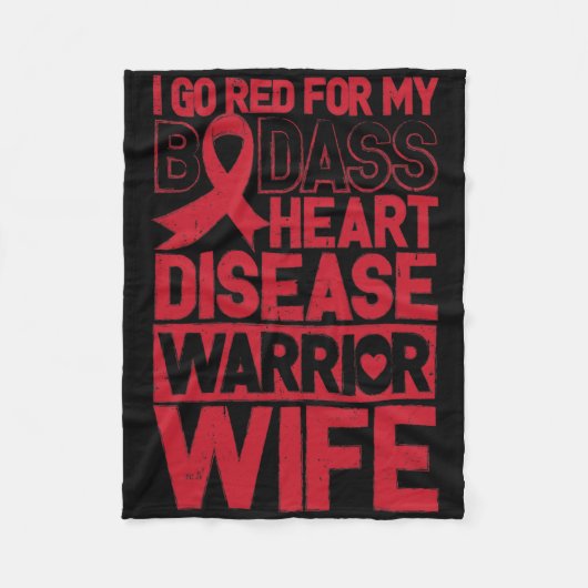 Go Red Heart Disease Awareness Bad Warrior Wife Fleecedecke (Vorderseite)
