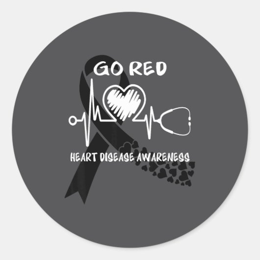 Go Red Heart Disease Awareness Month  Runder Aufkleber (Vorderseite)