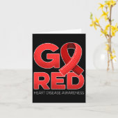 Go Red Heart Disease Awareness Red Ribbon Survivor Karte (Gelbe Blume)