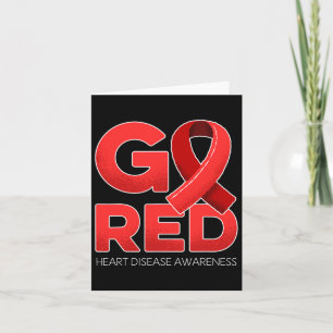 Go Red Heart Disease Awareness Red Ribbon Survivor Karte
