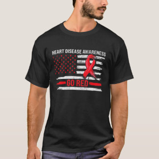 Go Red Heart Disease Support Flag Heart Disease A T-Shirt
