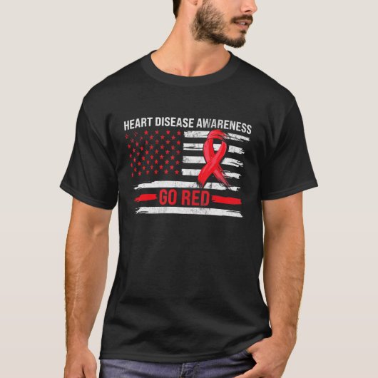 Go Red Heart Disease Support Flag  Heart Disease A T-Shirt (Vorderseite)