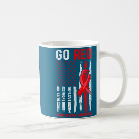 Go Red Heart Disease Suprt Flag - Heart Disease Aw Kaffeetasse (Rechts)