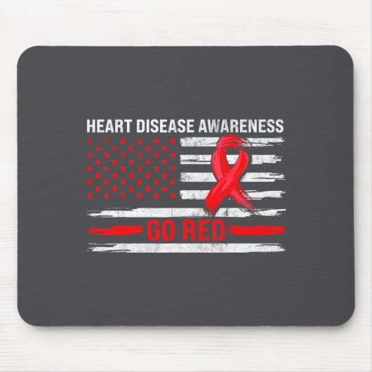 Go Red Heart Disease Suprt Flag - Heart Disease Aw Mousepad (Vorne)