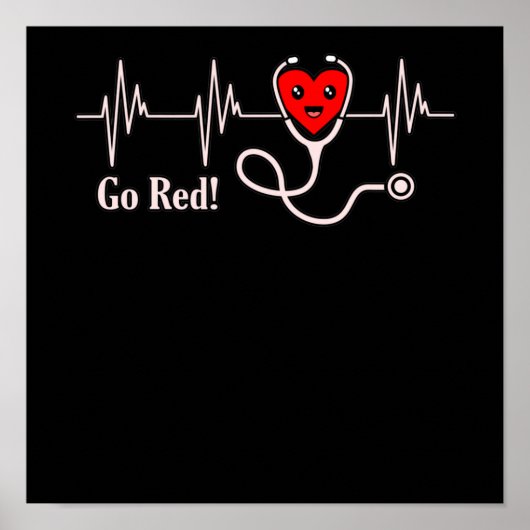 Go Red Heartbeat Herzerkrankungen Aufklärung Poster (Vorne)