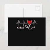 Go Red Heartbeat Herzerkrankungen Aufklärung Postkarte (Vorne/Hinten)