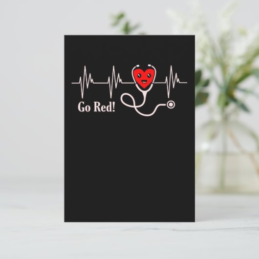 Go Red Heartbeat Herzerkrankungen Aufklärung RSVP Karte (Stehend Vorderseite)