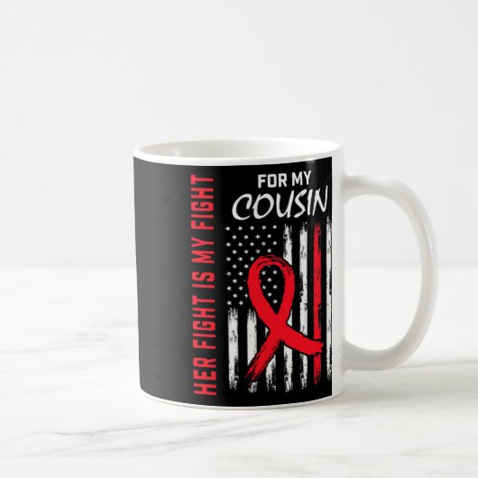 Go Red Her Fight Cousin Heart Disease Awareness Fl Kaffeetasse (Rechts)