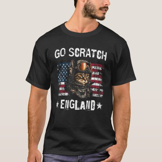 Go Scratch England Funny 4th Of July Cat Lover Cat T-Shirt (Vorderseite)