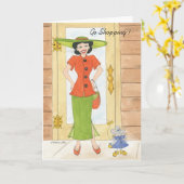 Go Shopping Girl Birthday Card Karte (Gelbe Blume)