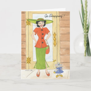 Go Shopping Girl Birthday Card Karte