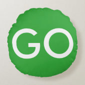 Go Signieren Grün und Weiß Rundes Kissen (Vorderseite)