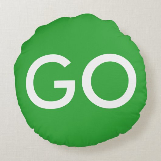 Go Signieren Grün und Weiß Rundes Kissen (Rückseite)