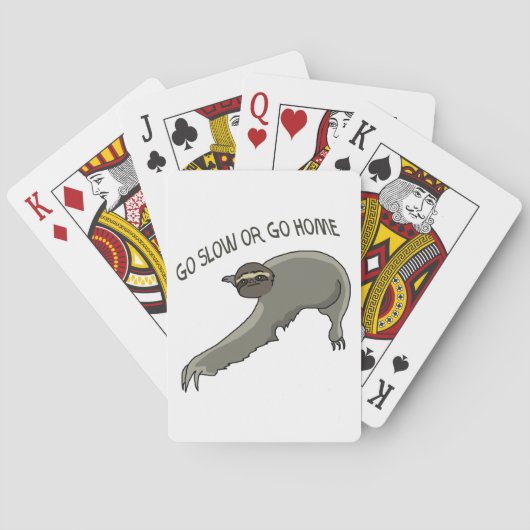 Go Slow oder Go Zuhause - Funny Sloth Zeichne Spielkarten (Rückseite)