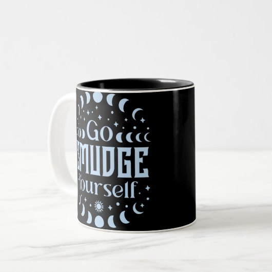 Go Smudge Sie selbst Moon Phases Fun Halloween Zweifarbige Tasse (Vorderseite Links)