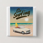 Go Surfing Travel Poster! Button (Vorderseite)