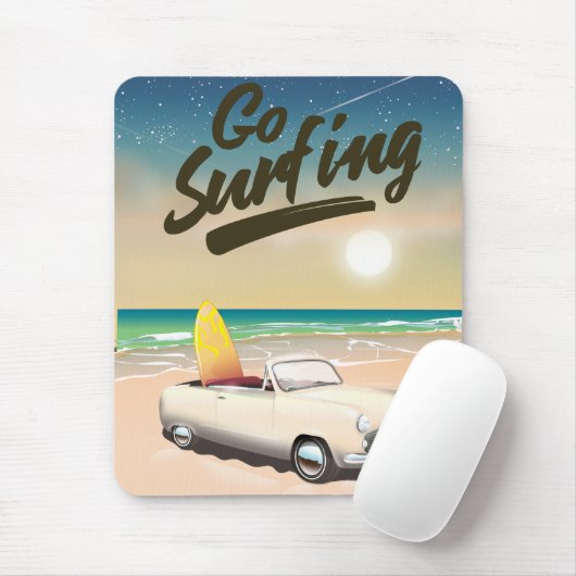 Go Surfing Travel Poster! Mousepad (Mit Mouse)