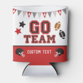 Go Team Football Fan Red and Black Festive Sport Dosenkühler (Vorderseite)