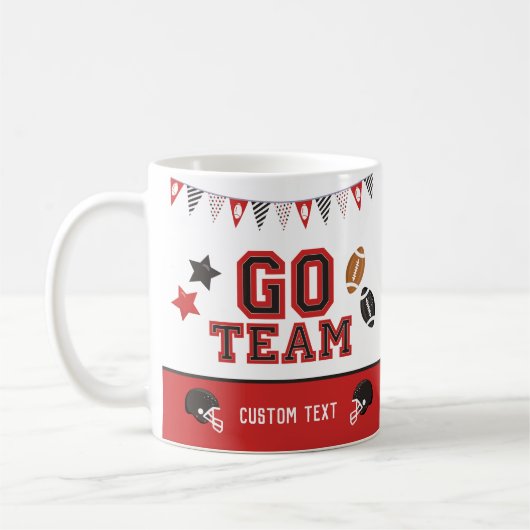 Go Team Football Fan Red and Black Festive Sport Kaffeetasse (Links)