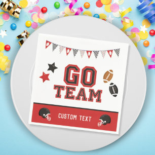 Go Team Football Fan Red and Black Festive Sport Serviette