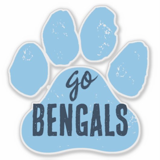 GO Teamname oder Mascot Baby Blue & Navy Pawprint Aufkleber (Vorderseite)