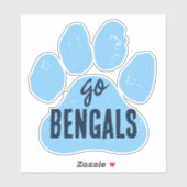GO Teamname oder Mascot Baby Blue & Navy Pawprint Aufkleber (Blatt)