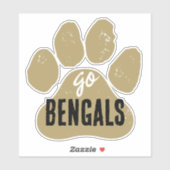 GO Teamname oder Mascot Gold & Black Pawprint Aufkleber (Blatt)