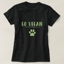 Go Vegan Animal Paw Imitats Green Glitzer Typograf T-Shirt