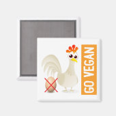 Go Vegan Chicken Magnet (Vorderseite/Rückseite)