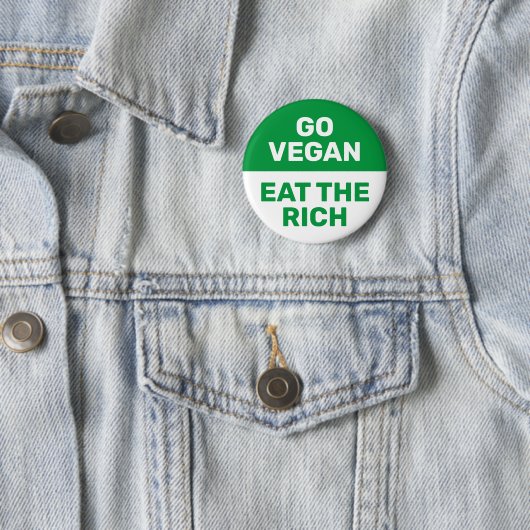 Go Vegan Eat The Rich Provocative Climate Protest Button (Beispiel)