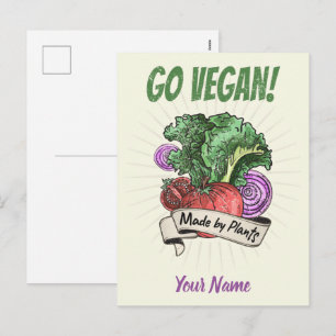 Go Vegan Made by Veggie vintage vegetarians Feiertagspostkarte