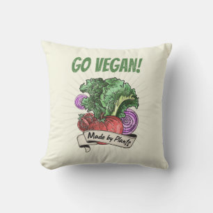 Go Vegan Made by Veggie vintage vegetarians Kissen
