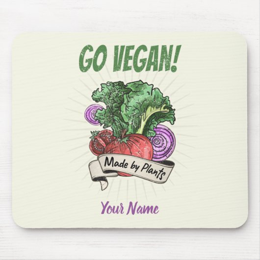 Go Vegan Made by Veggie vintage vegetarians Mousepad (Vorne)