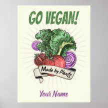 Go Vegan Made by Veggie vintage vegetarians