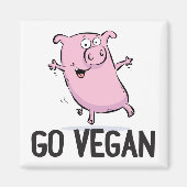 Go Vegan Magnet mit Schwein (Vorne)