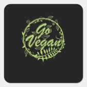 Go Vegan Quadratischer Aufkleber (Vorderseite)