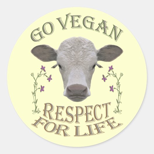 GO VEGAN - RESPECT FOR LIFE - */* RUNDER AUFKLEBER (Vorderseite)