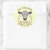 GO VEGAN - RESPECT FOR LIFE - */* RUNDER AUFKLEBER (Tasche)