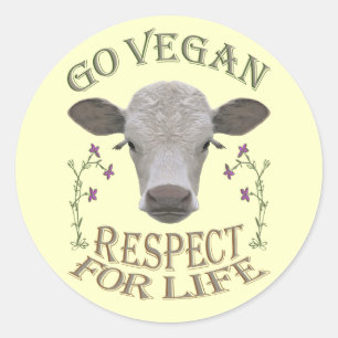 GO VEGAN - RESPECT FOR LIFE - */* RUNDER AUFKLEBER