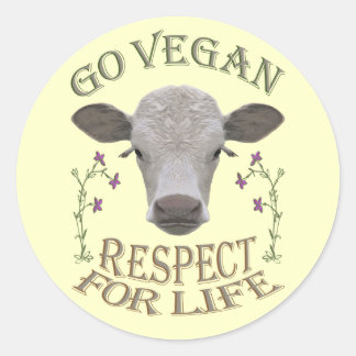 GO VEGAN - RESPECT FOR LIFE - */* RUNDER AUFKLEBER