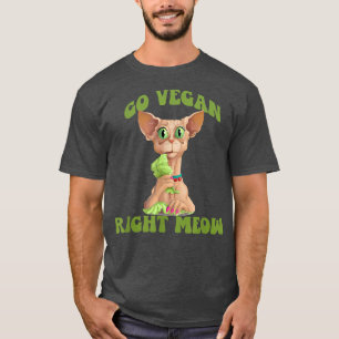 GO VEGAN RIGHT MEOW World Vegetarian Day Cat Lover T-Shirt