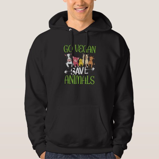 Go Vegan Save Animals  Vegan Vegetarian Hoodie (Vorderseite)