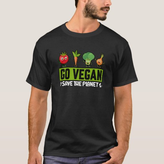 Go Vegan Save the Planet Saying T-Shirt (Vorderseite)