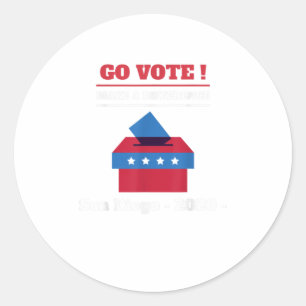 Go Vote Machen Sie einen Unterschied San Diego Runder Aufkleber
